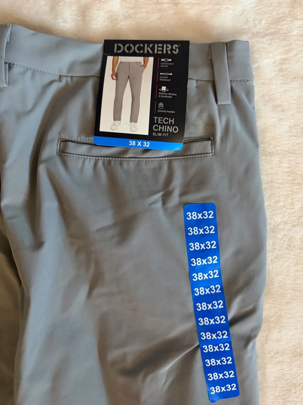 NWT Dockers Men's Tech Chino Slim Fit Pants Gray Size 38x32
